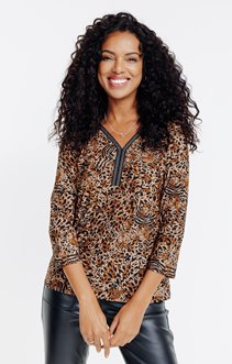 Tee-shirt imprimé animal et manches 3/4