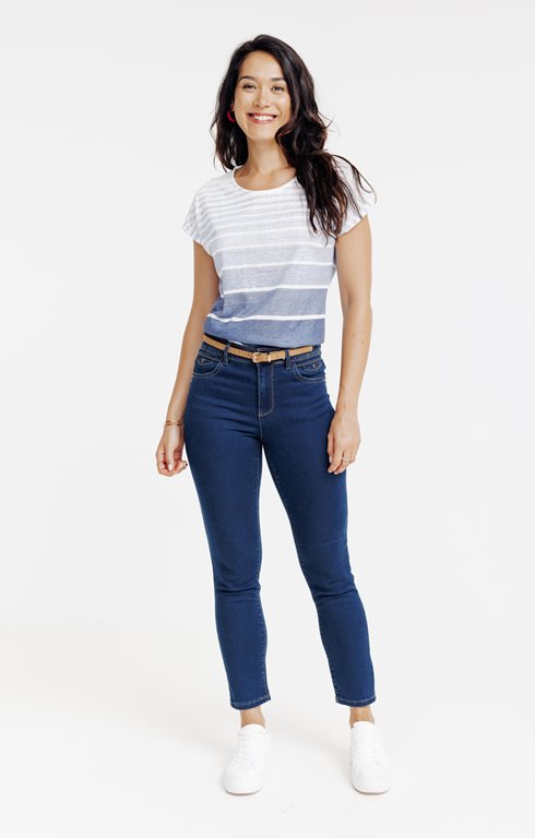 T-shirt Femme Manches Courtes Rayures - Grande Taille, Coupe Ample, Col Rond - Décontracté Et Confortable