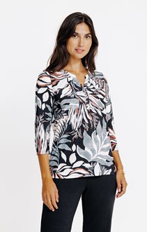 Tee-shirt à poches imprimé feuillage