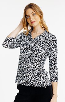 Tee-shirt imprimé manches 3/4 col polo