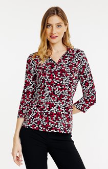 Tee-shirt imprimé manches 3/4 col polo