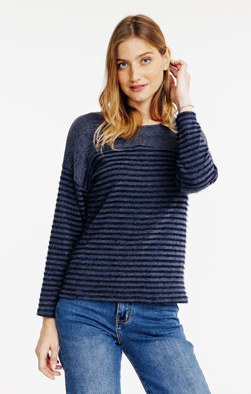 Tee-shirt uni rayé poilu