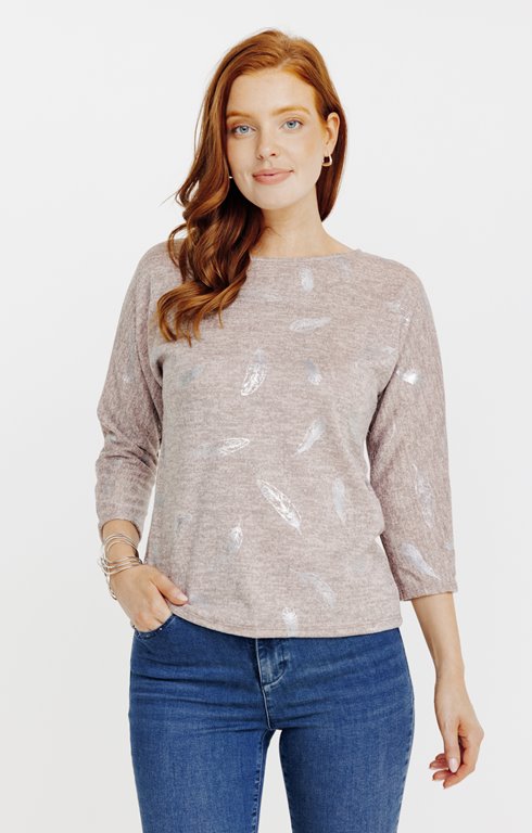 Tee-shirt col bateau imprimé