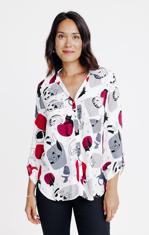 Chemise imprimée chats