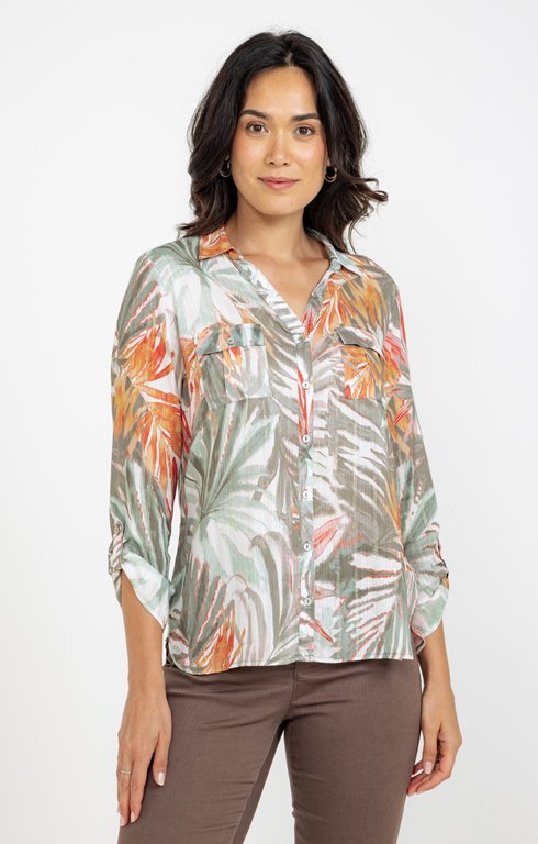Chemise imprimée effet feuillage