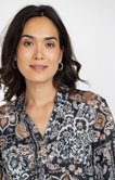 Chemise mix matière imprimée fleurs