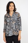 Chemise mix matière imprimée fleurs