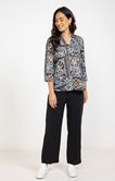 Chemise mix matière imprimée fleurs