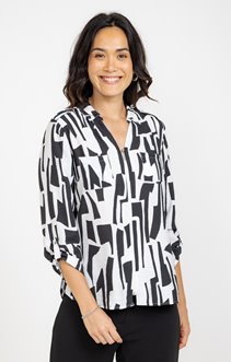 Chemise zipée imprimée graphique