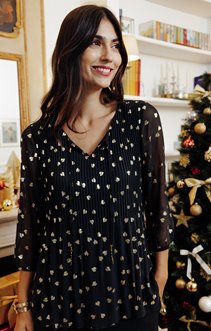 Tunique plissée impirmée coeur 