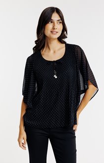 Tunique plissée manches 3/4 avec bijoux