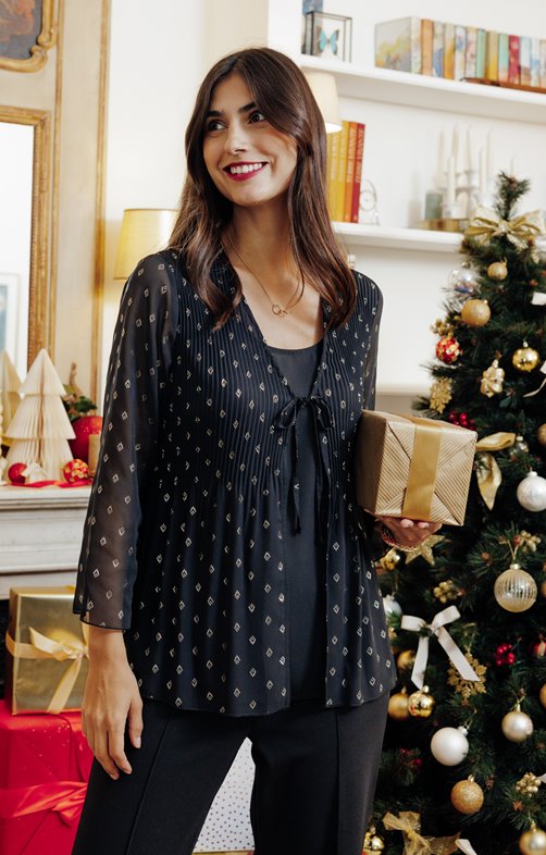 Tunique brillante plissée 2-en-1