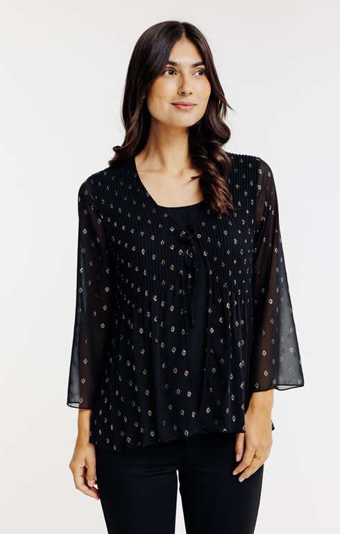 Tunique brillante plissée 2-en-1