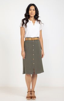 Jupe midi bouton et ceinture