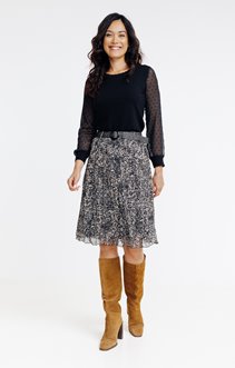 Jupe midi froissée ceinturée