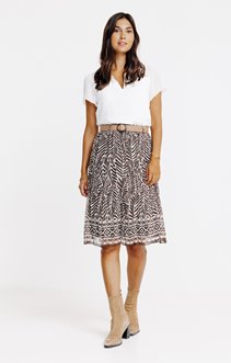 Jupe midi froissée ceinturée