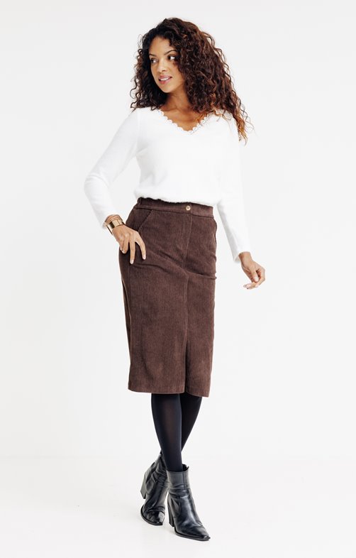 Jupe midi en velours