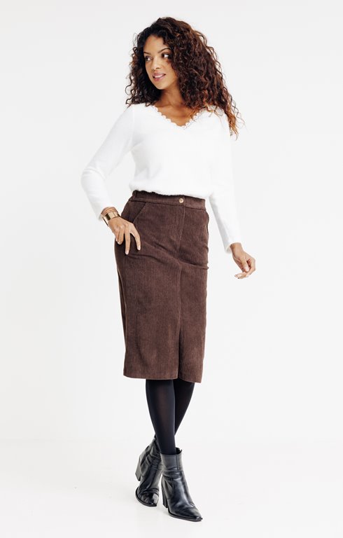 Jupe midi en velours
