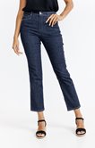 Pantalon denim brut détail léopard