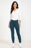 Pantalon coton stretch détail strass