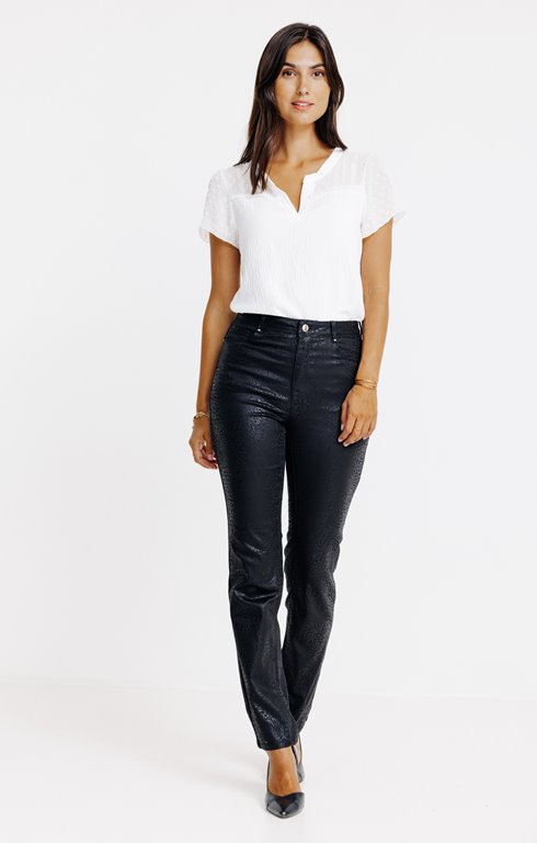 Pantalon stretch imprimé animalier