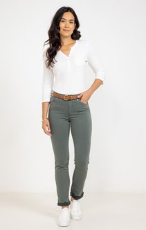 Pantalon coton broderie fleur et strass