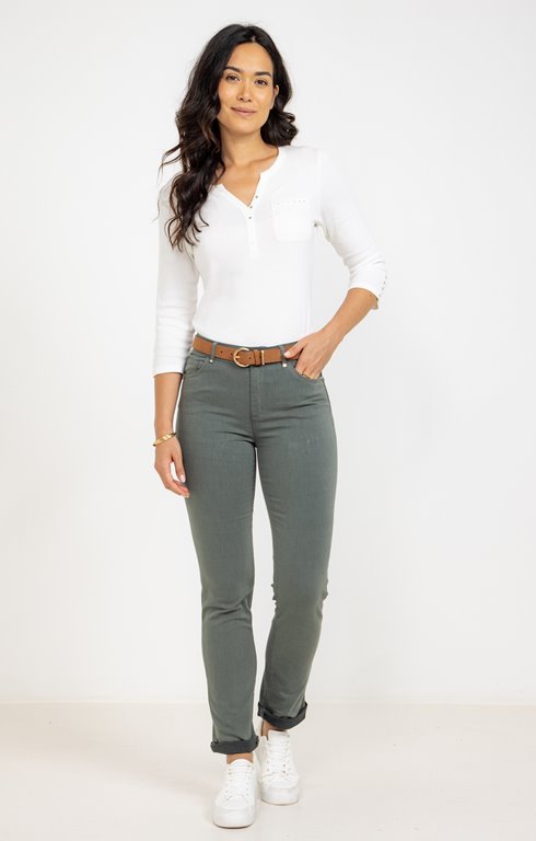 Pantalon coton broderie fleur et strass
