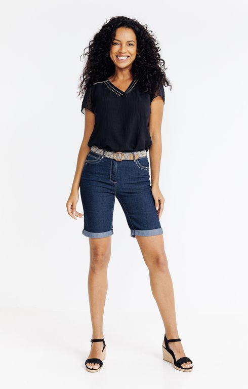 Bermuda en denim avec ceinture