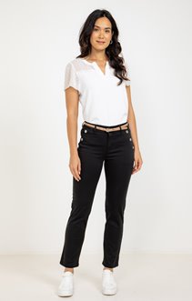 Pantalon stretch bouton fantaisie