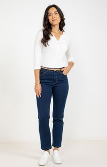 Pantalon en denim satin détails broderie