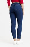 Pantalon denim satin poches rabats 