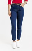 Pantalon denim satin poches rabats 