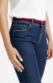 Pantalon denim détails clou et ceinture