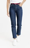 Pantalon denim détails clou et ceinture