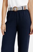 Pantalon fluide avec ceinture rafia