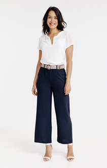 Pantalon fluide avec ceinture rafia