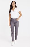 Pantalon stretch détails faux cuir