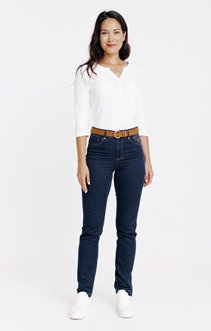 Pantalon denim avec broderie lurex