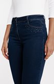Pantalon denim détails strass et clou