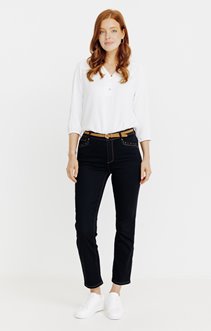 Pantalon en satin stretch détails clou