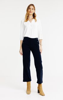 Pantalon maille velours coupe large