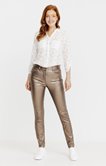 Pantalon enduit coupe slim détails lurex