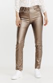 Pantalon enduit coupe slim détails lurex