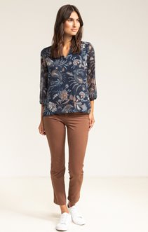 Pantalon enduit coupe slim détails lurex