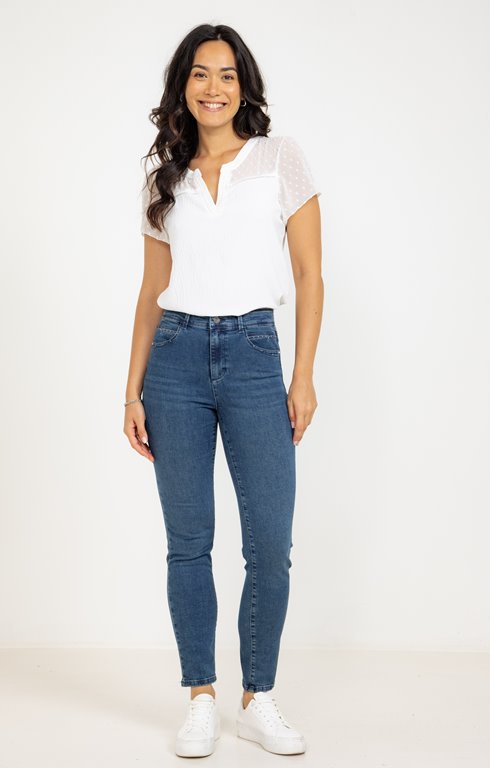 Pantacourt denim broderie et strass