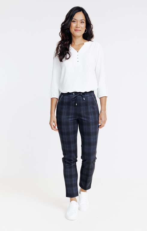 Pantalon jogging maille imprimé carreaux