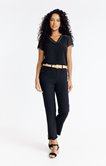 Pantalon fluide ceinture rafia
