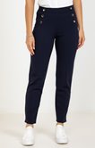 Pantalon maille slim pressions dorés