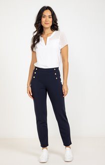 Pantalon maille slim pressions dorés