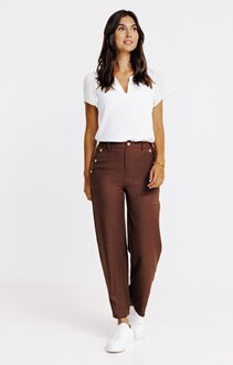 Pantalon city coupe large bouton coco